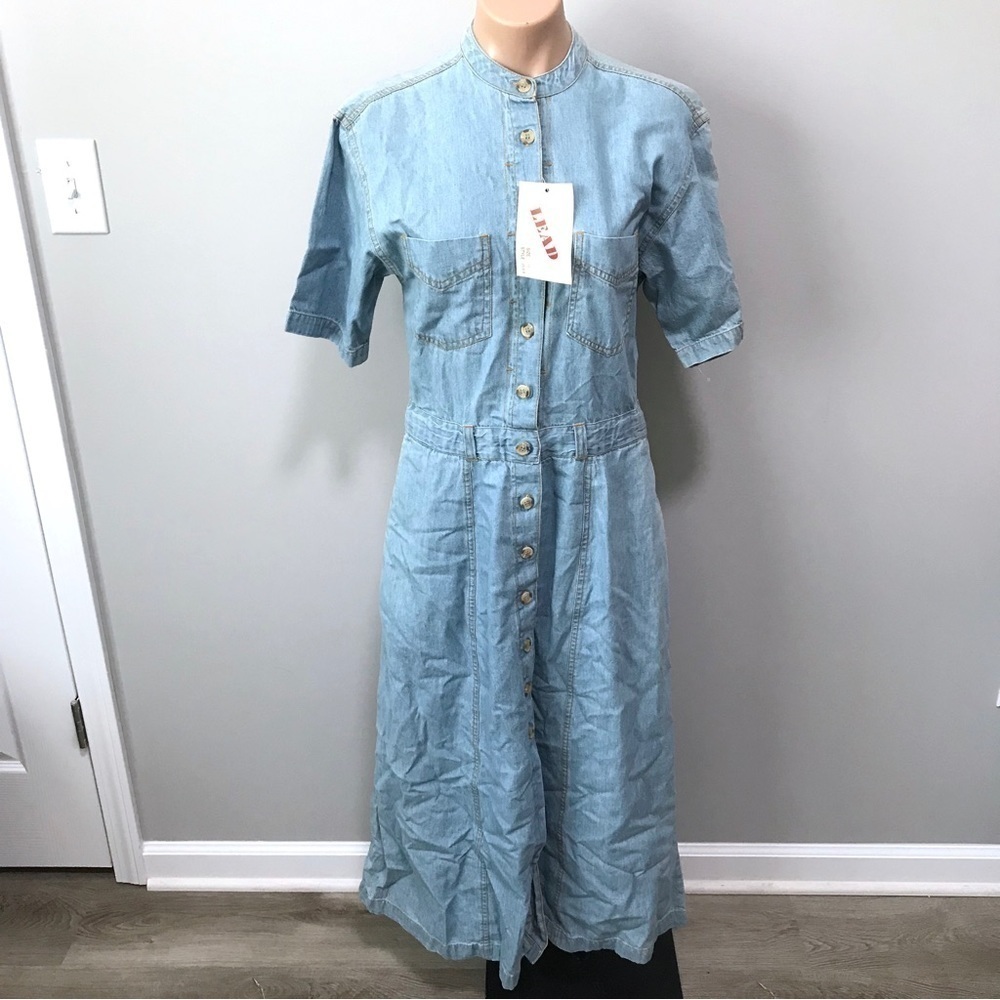 LEAD Denim Jean Union Dress Medium Vintage 1977